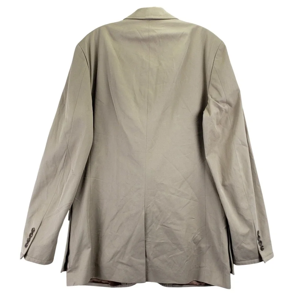 Ralph Lauren Cotton Twill 2-Button Blazer Sport Coat Mens 42L Tan Beige Office